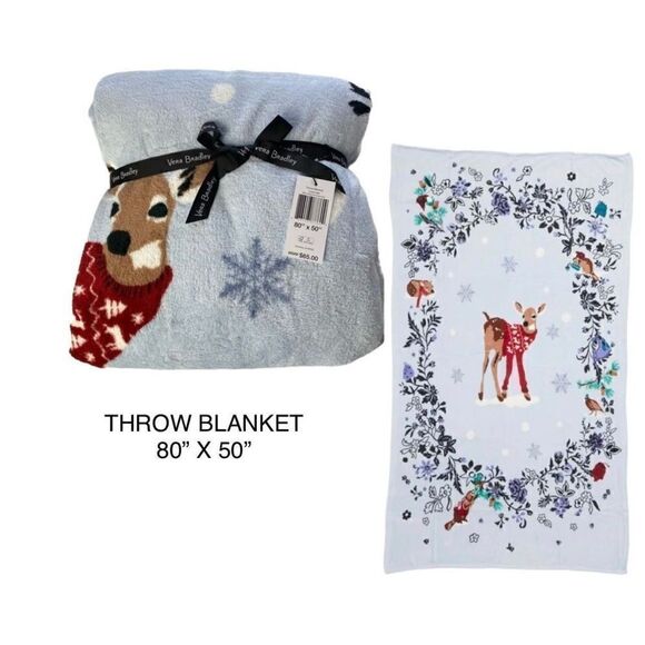 Vera Bradley Throw Blanket in Fleece - MERRY MISCHIEF SNOW DAY - Picture 1 of 5